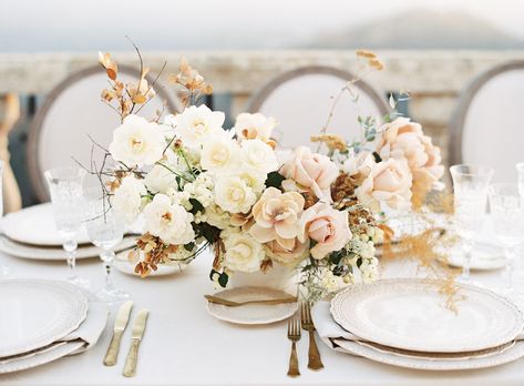 like the shape and texture of this.   Proof that a Neutral Palette is Anything but Basic Read More: https://www.stylemepretty.com/2017/10/30/proof-that-a-neutral-palette-is-anything-but-basic/ Wedding Motifs, Beige Wedding, Unique Wedding Flowers, Chateau Wedding, Wedding Floral Centerpieces, Neutral Wedding, Flower Centerpieces Wedding, Wedding Flower Arrangements, Wedding Table Centerpieces