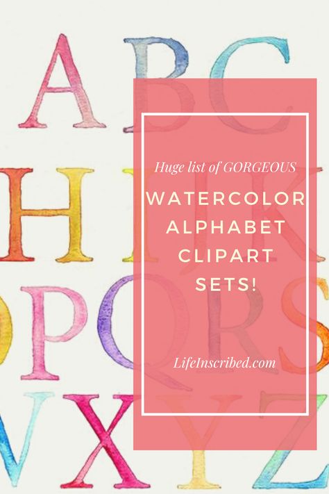 Everything from stately serifs, to bouncy calligraphy, you can find all kinds of watercolor clipart right here! No need to search 20 different sites to find the best ones - I've already done it for you! Whether you're creating printables, tshirts, invitations or anything else, we'll have the right watercolors for you! Watercolor Lettering Alphabet, Bouncy Calligraphy, Watercolor Font, Watercolor Alphabet, H Alphabet, Watercolor Lettering, Alphabet Clipart, Art Medium, Colorful Watercolor