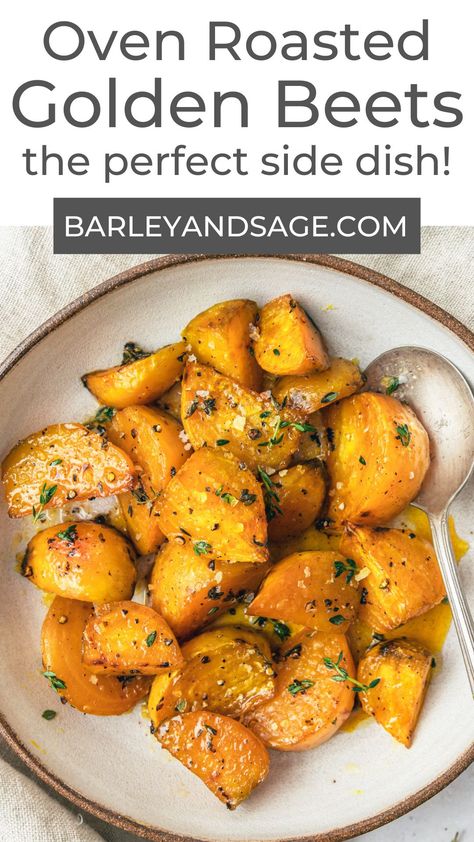 Roasted Yellow Beets, Golden Beets Recipe, Beats Recipe, Thanksgiving Dinner Sides, Roasted Golden Beets, Easy Thanksgiving Dinner, Golden Beets, Favorite Salad, Roasted Vegetable Recipes