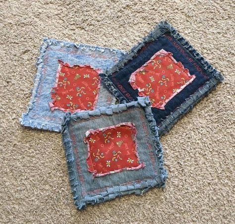 Denim Potholders - Etsy Australia Denim Potholders, Rustic Ranch Decor, Denim Bag Diy, Clothespin Bag, Rag Quilts, Ranch Decor, Denim Quilt, Sew Easy, Denim Pocket