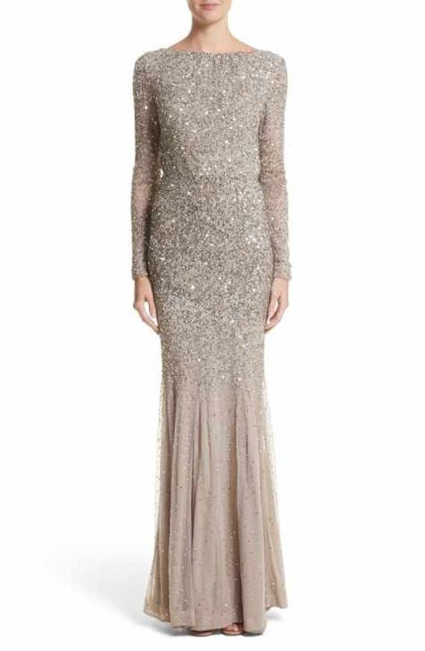 Bronze Embroidery, Brown Gown, Brown Evening Dresses, Embellished Dresses, Sequin Mermaid Dress, Embroidery Dresses, Beaded Evening Gowns, Sequin Evening Gowns, Dresses Sequin