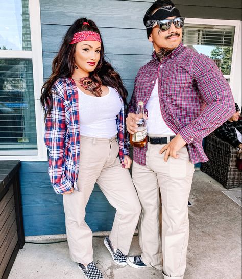 Cholo Couple Costume, Cholo Halloween Costume, Chola Costume Ideas, Chola Outfits, Chola Costume, Cholo Couple, Chola Outfit, Couple Costume, Black Halloween Dress