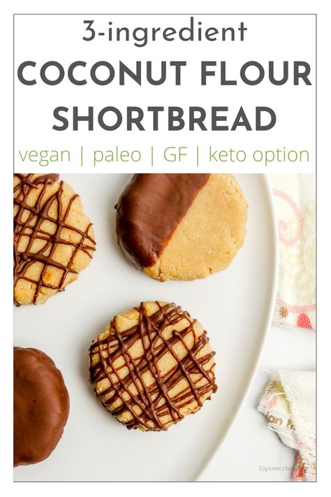 3-ingredient coconut flour shortbread! Made with coconut flour, sweetener, coconut oil), these fast, easy cookies are also nut-free, gluten-free, grain-free, Paleo, and keto-friendly (with 1 ingredient swap). #keto #ketocookies #coconutflour #coconutflourcookies #vegan #eggfree #nutfree #dairyfree #3ingredients #easy #easyrecipe #paleo #paleocookies #coconutflourshortbread #grainfree #glutenfree #cleaneating #cleaneats #fitnessfood #easyketo #veganketo #cleaneating #cleaneats Coconut Flour Shortbread, Coconut Sugar Recipes, Healthy Holiday Baking, Aip Diet Recipes, Vegan Shortbread, Coconut Flour Cookies, Grain Free Cookies, Gluten Free Shortbread, Chayote Squash