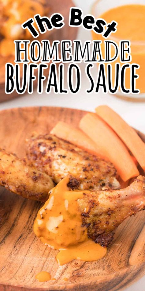 Homemade buffalo sauce creates the perfect homemade dish. It’s hot, spicy, tangy with a hint of sweetness. The homemade version is easier to make than you might think and it tastes so much better than anything bought in a jar or bottle. Buffalo Sauce Recipe, Hot Sauce Recipe, Homemade Hot Sauce, Homemade Buffalo Sauce, Franks Red Hot, Hot Sauce Recipes, Buffalo Wings, Buffalo Sauce, Hot Spicy