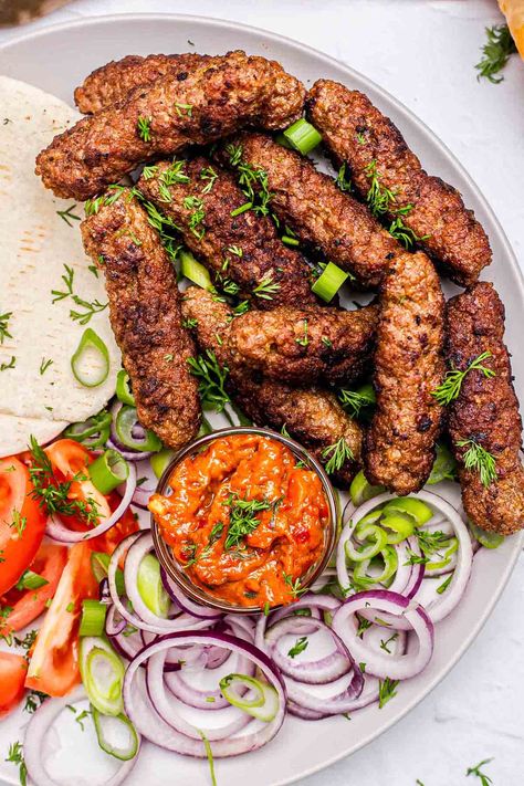 Cevapi (Balkan Sausages) Eastern Europe Recipes, Serbian Food Recipes, Serbian Dinner Recipes, Cevapi Recipe Bosnian, Cevapi Recipe Croatian, Traditional Serbian Recipes, Belgian Recipes Authentic, Balkan Food Recipes, Croatian Recipes In English