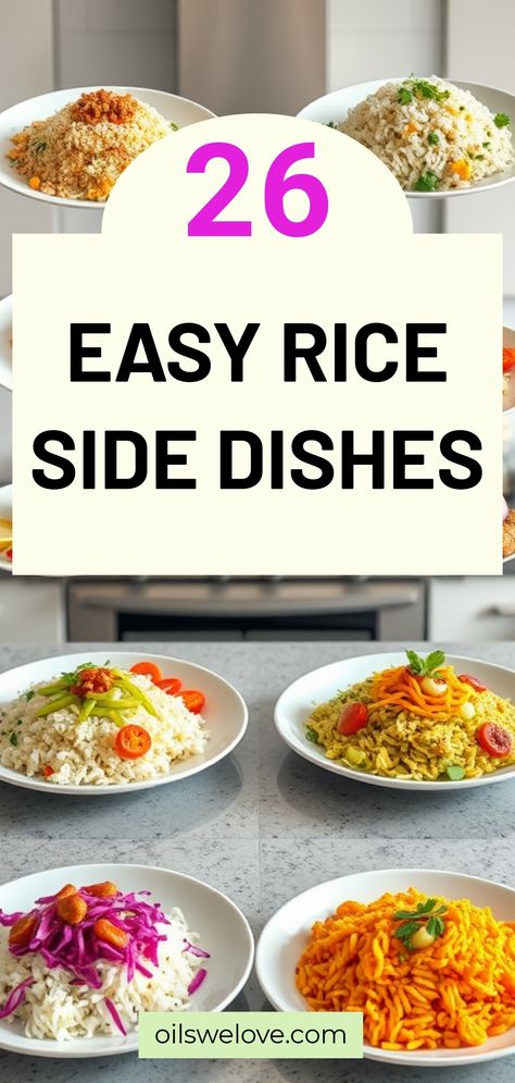 Discover 26 Easy Rice Side Dishes that are perfect for any meal! These delicious rice side dishes will elevate your dining experience. From flavorful pilafs to creamy risottos, these easy rice side dishes are a must-try. Perfect for holidays or weeknight dinners, explore these rice side dishes today! Rice Side Dish For Pork Chops, Rice Side Dish Recipes For Steak, Easy Rice Side Dishes, Rice Sides, Rice Side Dish Recipes, Delicious Rice, Easy Rice, Rice Side, Rice Side Dishes