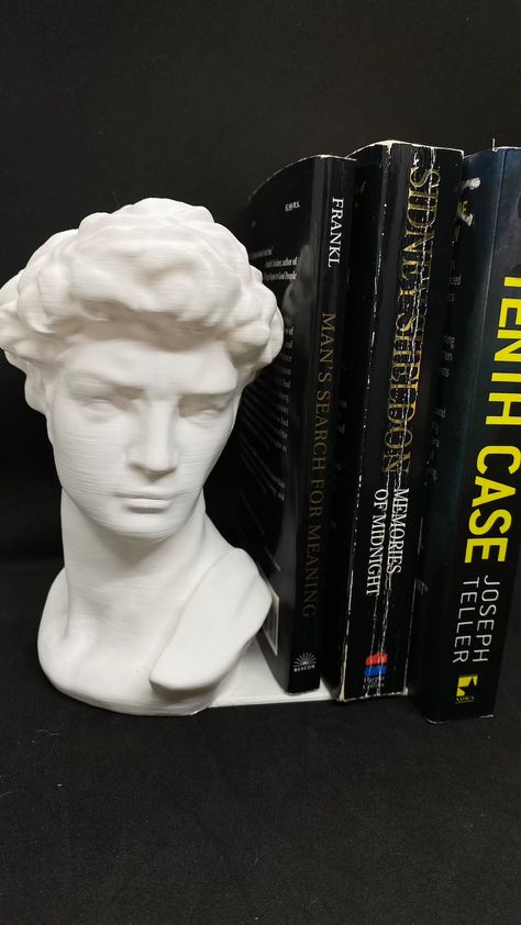 David by Michelangelo Statue Bookend / 3D Printed | Etsy 3d Printed Book Ends, Healthy Manifestation, The Witcher Book Series, Michelangelo Statue, David By Michelangelo, White Statue, The Witcher Books, Female Torso, Star David