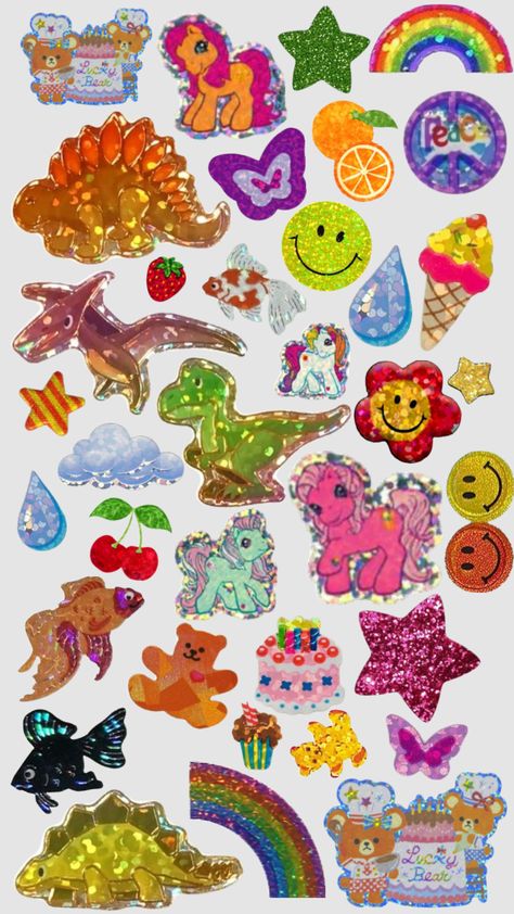 Transparent Stickers Printable, 2000s Stickers Png, Digital Scrapbooking Stickers, 3d Stickers Png, Scanned Stickers, 90s Stickers Aesthetic, Sticker Layout Design, Early 2000s Stickers, Vintage Sticker Sheet