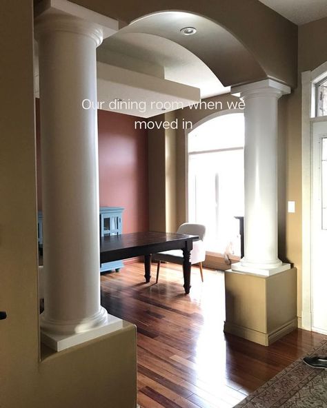 Columns Inside House, Columns In Living Room, Columns Inside, Dining Room Entrance, Box Ceiling, The Room, A Thing, Entrance, Dining Room