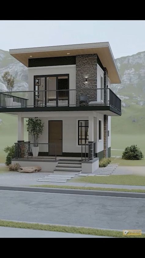 Small House Design Philippines, 3 Storey House Design, Small Modern House Plans, Two Story House Design, House With Balcony, 2 Storey House Design, House Balcony Design, 2 Storey House, Two Story House