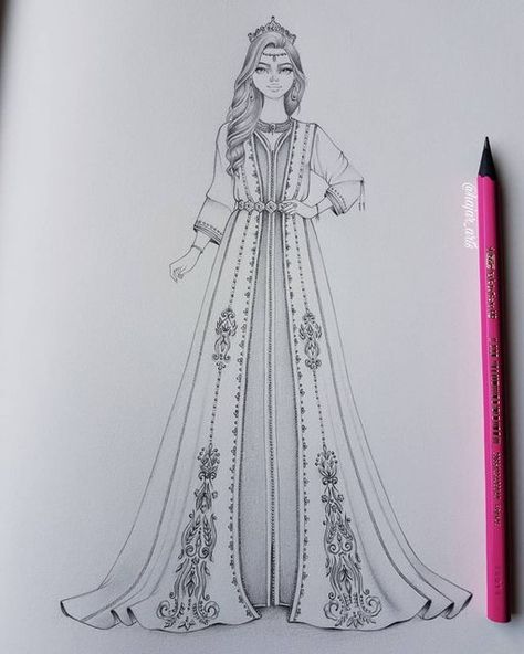 Abaya Illustration, Sketch Dress, Art Studio Room, Illustrator Artist, Dress Sketches, Bridal Look, Jan 17, Illustration Sketches, Henna Design