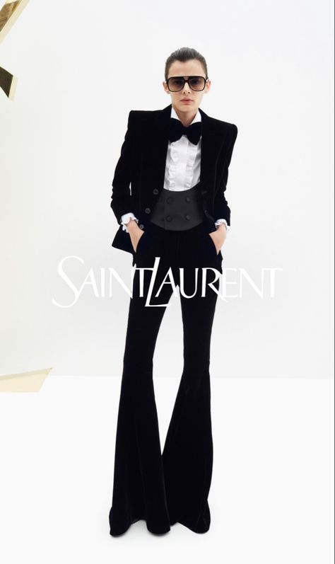 Tux For Women, Women Tuxedo Outfit, Backdrop Shoot, Ysl Suit, Designer Fits, Male Angels, Ysl Fashion, Boss Suits, Gender Fluid Fashion