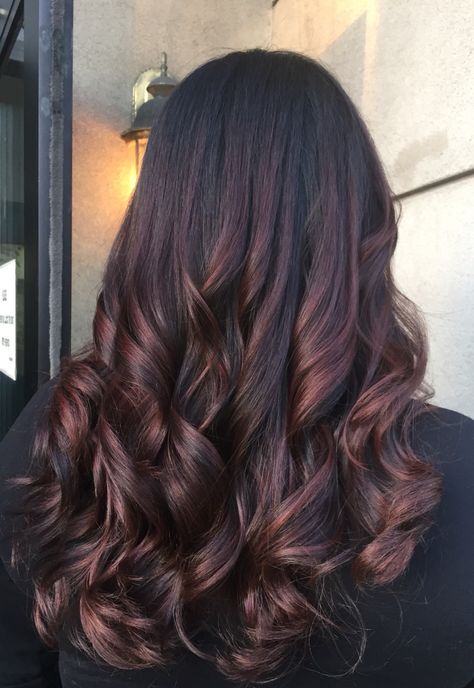 Burgundy balayage by @askforamy #askforamy Balayage Burgundy, Burgundy Balayage, Maroon Hair, Rambut Brunette, Signature Styles, Dye Ideas, Red Highlights, Burgundy Hair, Winter Hair Color