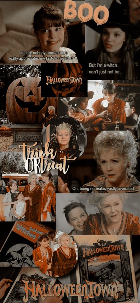 Halloween Lockscreen Aesthetic Vintage, Horror Lockscreen Aesthetic, Vintage Halloween Aesthetic Wallpaper, Halloweentown Wallpaper Iphone, Horror Movie Aesthetic Wallpaper Iphone Collage, Halloween Town Aesthetic Wallpaper, Halloween Town Wallpaper, Scenic Aesthetic, Halloween Movie Collage Wallpaper