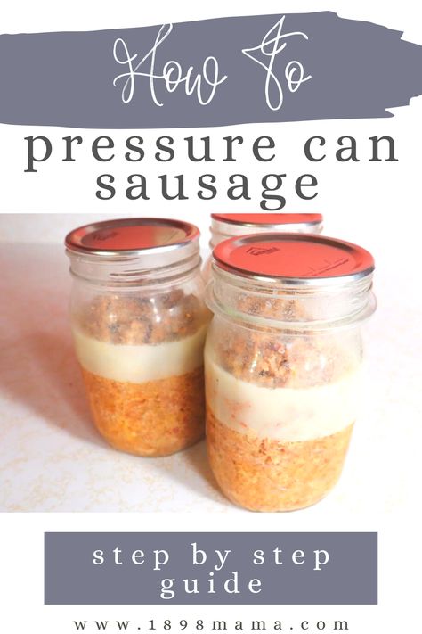 sausage in mason jar after being pressure canned Canning Breakfast Sausage, Canning Ground Sausage, Pressure Canning Sausage, Canning Sausage Patties, Canning Sausage Gravy, Pressure Canning Pork Recipes, Pressure Canning Ham, Canned Sausage, Canning Sausage