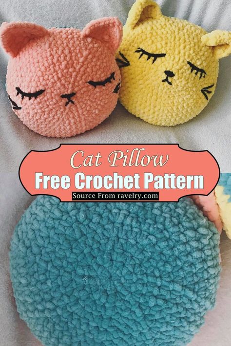 Crochet Cat Pillow Pattern Cat Pillow Pattern, Crocheted Pillows, Crochet Cushion Covers, Cat Pillows, Kat Haken, Crochet Pillow Patterns Free, Crochet Cushion Pattern, Zig Zag Crochet, Treble Crochet