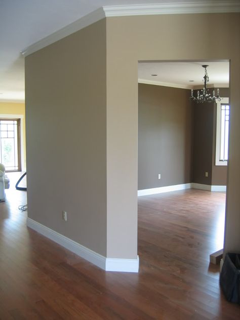 Paint color: SAND OF TIME, Sherwin Williams 6101 basement walls and sonoma for big part of basement Dinning Room Paint Ideas, Beige Paint Colors, Kitchen Colour, Brown Rooms, Sands Of Time, Perfect Blue, Room Paint Colors, Dresser Makeover, Living Room Remodel