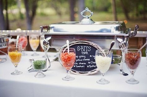 Grit Bar, Grits Bar, Reception Food Station, Wedding Reception Food Stations, Wedding Food Bars, Wedding Food Menu, Potato Bar, Food Bars, Boozy Brunch