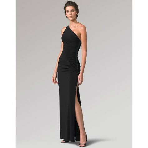 Laundry by Shelli Segal One-Shoulder Matte Jersey Dress ($210) ❤ liked on Polyvore featuring dresses, gown, black, ruched dress, one shoulder cocktail dress, beaded cocktail dress, one shoulder ruched dress and one sleeve cocktail dress Pink Wedding Guest Dresses, Black Tie Event Dresses, Beautiful Evening Gowns, Lil Black Dress, Dresses Australia, Black Tie Event, Party Dress Long, Gorgeous Gowns, Event Dresses