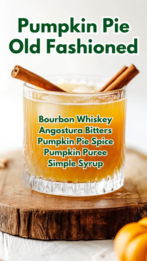 Pumpkin Pie Old Fashioned Pumpkin Pie Old Fashioned, Fall Whiskey Cocktails, Pumpkin Cocktails, Bourbon Drinks Recipes, Brown Sugar Simple Syrup, Cocktail Cards, Bourbon Drinks, Best Cocktail Recipes, Frozen Cocktails