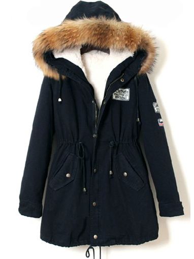 Shop Navy Raux Fur Trim Hooded Drawstring Parka online. SheIn offers Navy Raux Fur Trim Hooded Drawstring Parka & more to fit your fashionable needs. Blue Fur Coat, Short Fur Coat, Long Hooded Coat, Blue Parka, Navy Blue Coat, Quilted Parka, Fur Hood Coat, Navy Coat, Long Parka