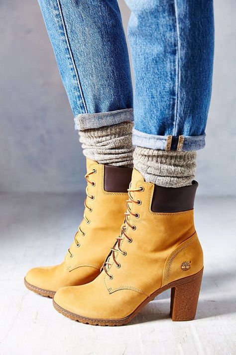 Timberland Glancy Wheat Heeled Boot Timberland Heel Boots Outfit, Outfits Con Botas Timberland, Timberland High Heels, Timberland Heel Boots, Heels Boots Outfit, High Heel Boots Outfit, Timberland Boots Outfit Mens, Timberland Heels, Timberland Boots Outfit