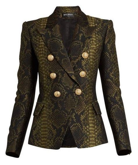 Bronze Autumn, Snakeskin Jacket, Work Ootd, Polyvore Clothes, Balmain Jacket, Blazers Black, Edgy Glam, Blessed Wednesday, Balmain Blazer