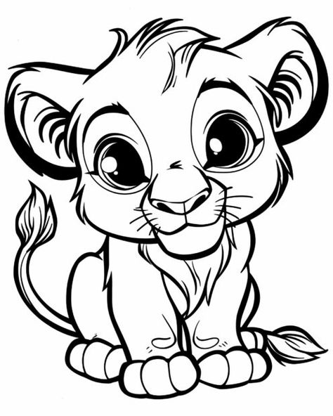 Baby lion with a big smile, printable coloring pages. Lion Coloring, Character Outline, Lion Coloring Pages, Lion Drawing, City Flowers, Disney Animals, Cute Lion, Graffiti Cartoons, Cartoon Painting