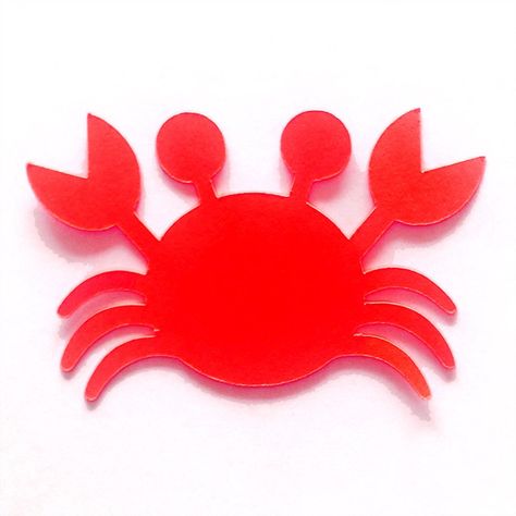 Caranguejo Com Molde 3B2 Paper Crab, Paper Plate Crab, Cut Outs Paper, Ocean Bulletin Board, Crab Crafts, Etsy Embroidery, Animal Cutouts, Childrens Wall Decor, Animal Shapes