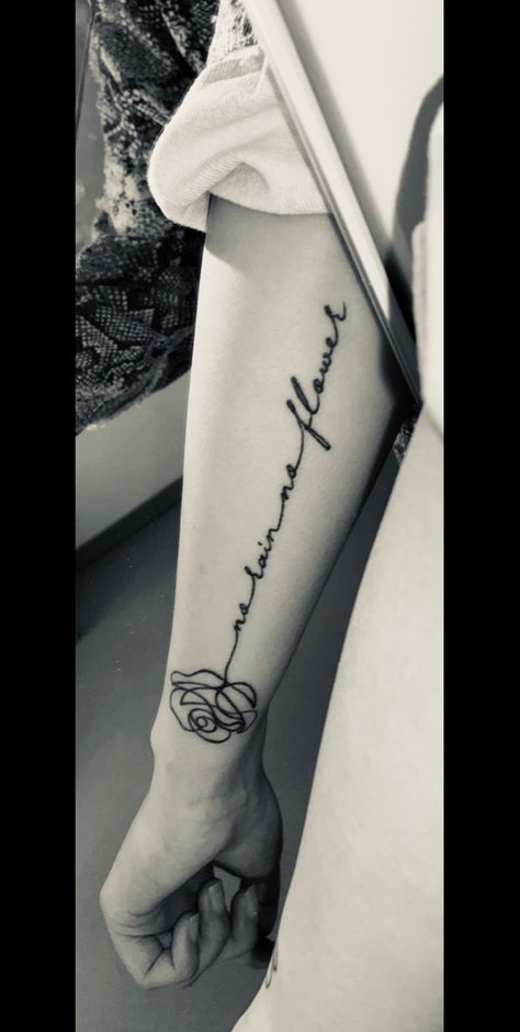 No Rain No Flowers Tattoo Arm, No Rain No Flowers Tattoo, Flower Tattoo Arm, No Rain No Flowers, Flowers Tattoo, Aesthetic Flowers, No Rain, Mini Drawings, Rose Tattoos