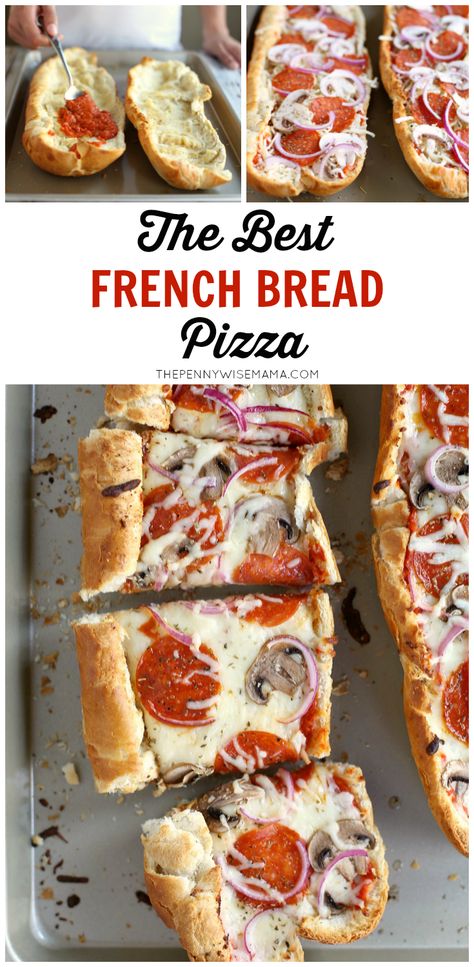 The BEST French Bread Pizza! So simple and delicious. Your kids will love making their own! #TheStoryofSauce French Food Recipes, French Bread Pizza, Jimmy Johns, Pizza Recipes Easy, Easy Pizza, Bread Pizza, Pizza Pizza, French Bread, Pizza Bread