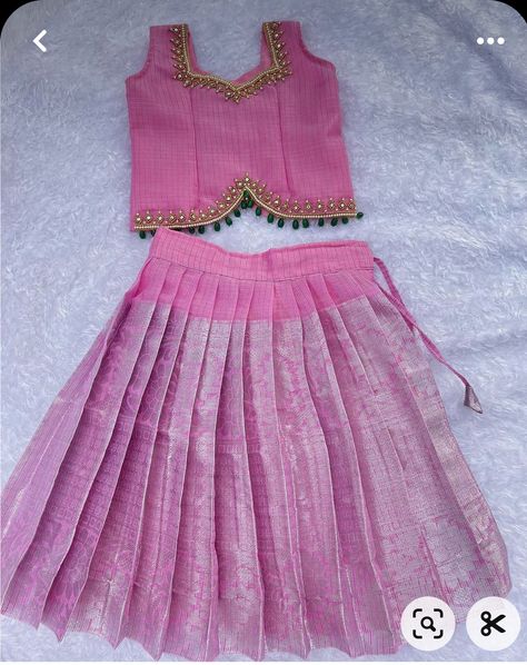 Baby Lehenga Blouse Designs, Pattu Pavadai Kids, Traditional Baby Dresses, Pattu Pavadai Designs, Lehanga For Kids, Baby Lehenga, Kids Party Wear Dresses, Pattu Pavadai, Kids Dress Collection