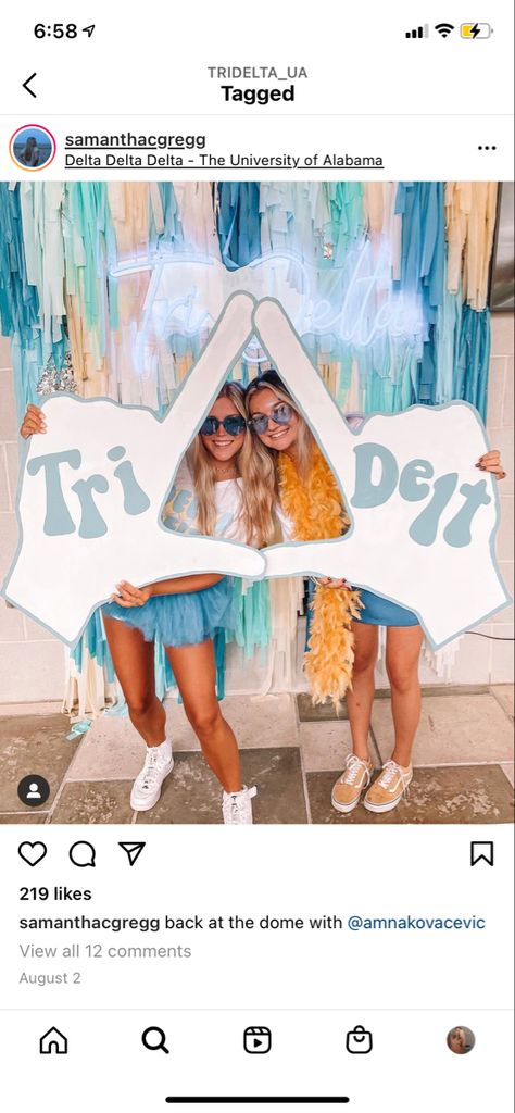 Tri Delt Bid Day, Tri Delta Philanthropy Events, Palooza Bid Day Theme, Text Me When You Get Home Bid Day, Bid Day Decorations, Tri Delta Recruitment, Pi Phi Bid Day, Tri Delta Bid Day, Sorority Recruitment Decorations