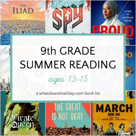 Best books for teens. A summer reading list for 13-15 year olds, or those entering 9th grade. Contains the best fiction, nonfiction and graphic novels for teenagers. #summerreading #books #ya 7th Grade Reading List, 7th Grade Reading, Summer School Activities, Best Books For Teens, Kid Books, Ninth Grade, Middle Grade Books, Recommended Books, The Book Thief