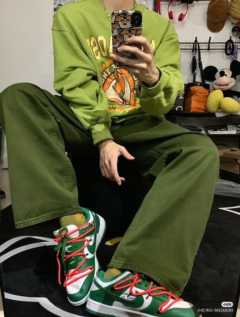 Man Colorful Outfit, Bright Male Outfits, Funky Male Outfits, Male Outfit Board, Colourful Male Outfits, Bright Mens Outfits, Vibrant Outfits Men, Love Core Outfits Male, Green Outfit Ideas Men