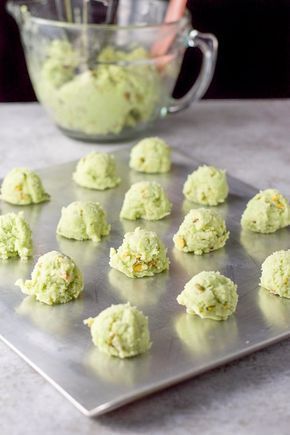 Pistachio cream cheese cookies! Pistachio Cookies Pudding, Cookies With Pistachios, Almond Baked Goods, Pistachio Wedding Cookies, Best Christmas Cookies Recipes Popular, 12 Tomatoes Recipes Cookies, Pub Cookies, Best Cookies In The World, Easy To Make Cookies