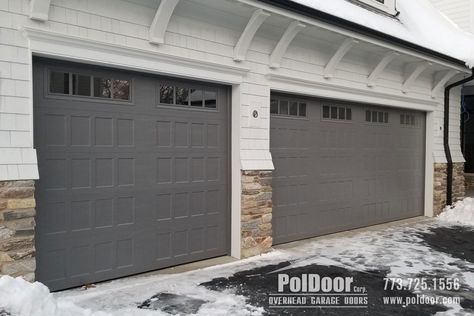 Dark Grey Garage Door, Amarr Garage Doors, Grey Garage Doors, Gauntlet Gray, Carriage Garage Doors, Garage Door Panels, Garage Door Insulation, Garage Door Styles, Dundee