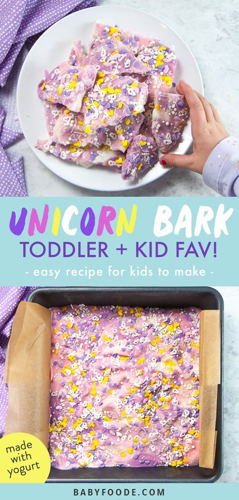 Bark Healthy, Unicorn Bark, Easy Snacks For Kids, Kids Cooking Recipes, Healthy Yogurt, Resep Diet, Snacks To Make, Easy Meals For Kids, Toddler Snacks