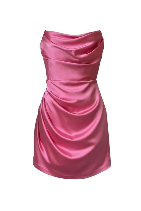 Pink Satin Top, Pink Satin Mini Dress, Daphne Dress, Pink Dress Short, Cute Homecoming Dresses, Hoco Dress, Dr Wardrobe, Cotton Sleepwear, Looks Party