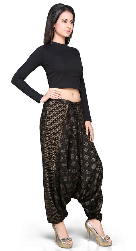 Block Printed Rayon Zouave Pant Block Print, Harem Pants, Pants, Trousers