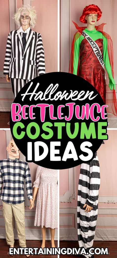 The Best Beetlejuice Costume Ideas | Halloween Beetlejuice Character Costumes, Plus Size Beetlejuice Costume Diy, Beetle Juice Family Halloween Costumes, Beetle Juice Group Costume, Family Beetlejuice Halloween Costumes, Diy Beetlejuice Sandworm Costume, Girls Beetlejuice Costume, Women’s Beetlejuice Costume Diy, Beetlegeuse Costume