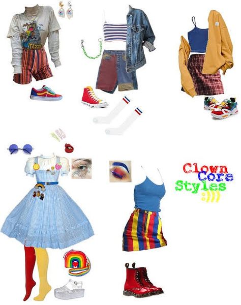 Clowncore Dress, Clowncore Fashion, Clowncore Outfit, Aesthetic Clothes Png, Kidcore Fashion, Silly Clothes, Alt Outfits, Crazy Outfits, Outfit Maker