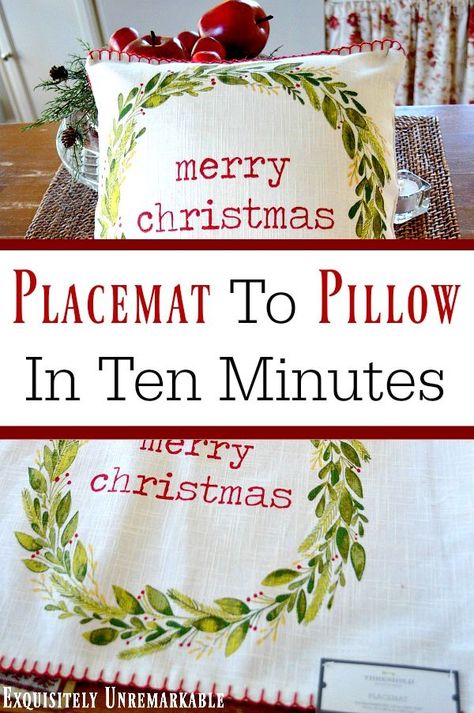 Christmas Pillows Diy, Christmas Cover, Diy Simple, Crafts Gifts, Home For Christmas, Christmas Pillows, Christmas Placemats, Easy Christmas Diy, Upcycled Crafts