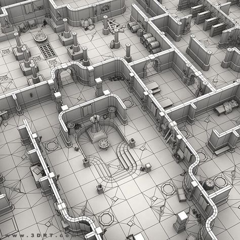 Dungeon Level Design, Modular Set Design, Dungeon Design, Concept Art Landscape, Fantasy Dungeon, Game Level Design, 3d Modeling Tutorial, Low Poly Games, Sci Fi Environment