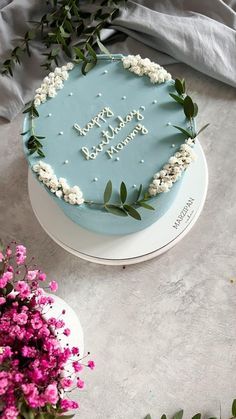 Marzipan Cake Decoration, Birthday Cake For Mum, His 30th Birthday, Floral Cake Design, Flower Cake Design, Marzipan Cake, Small Birthday Cakes, Birthday Cake Decorating Ideas, Buttercream Cake Decorating