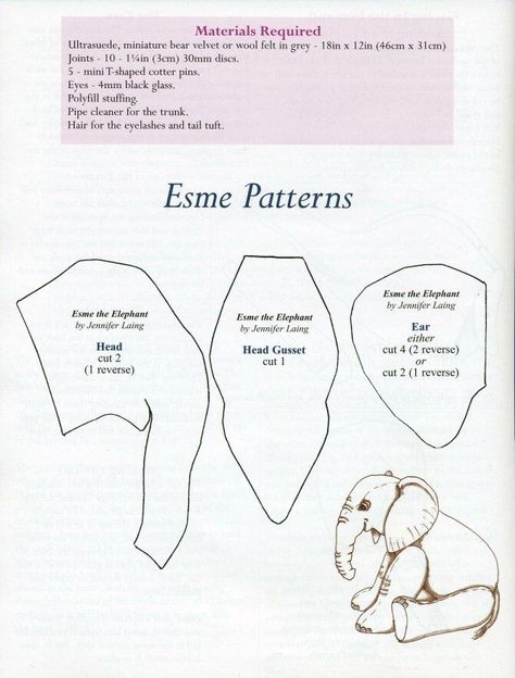 Elephant Teddy, Elephant Soft Toy, Bear Patterns Free, Felt Toys Patterns, Handmade Soft Toys, Softie Pattern, Soft Toy Patterns, Baby Doll Pattern, Animal Sewing Patterns