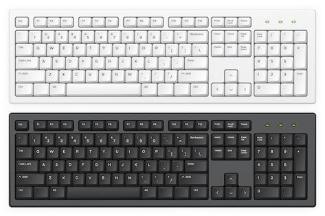 Vector pc white and black keyboards with... | Premium Vector #Freepik #vector Typing On Computer, White Keyboard, Cameroon Flag, Black Background Design, Keyboard Black, Isometric Illustration, Computer Icon, Light Background Images, The Black Keys