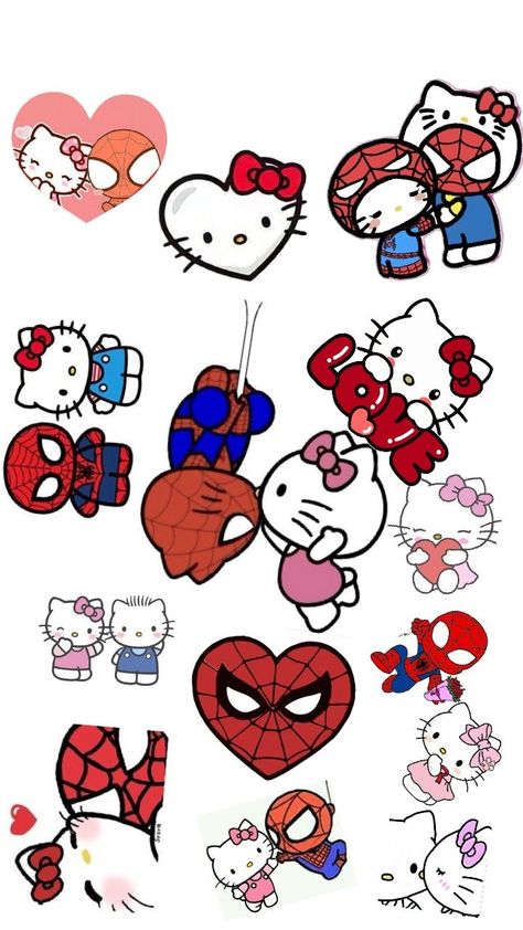 Spiderman Printables, Hello Kitty And Spiderman, Spiderman Christmas, Hello Kitty Imagenes, Cat Valentine, Hello Kitty Wallpaper, Journal Printables, Cat Stickers, Printable Stickers