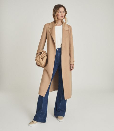 Reiss Coat, Camel Coat Outfit, Camel Wool Coat, Camel Coat, Wool Blend Coat, Women's Coats, Inspiration Mode, Coat Fashion, Long Coat