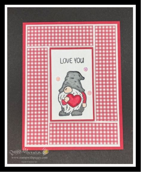 Su Gnome Cards, Stampin Up Mini Catalog 2023 Sneak Peek, Friendly Gnomes Stampin Up Cards, Su Friendly Gnomes Cards, Stampin Up Valentines Day Cards, Stampin Up Gnome Sweet Gnome Cards, Gnome Valentine Cards Handmade, Gnome Valentine Card, Valentine Stamps